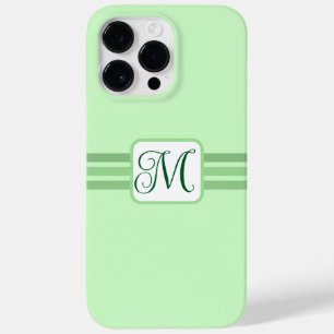 Elegant Light Green Striped Initial Case-Mate iPhone 14 Pro Max Case