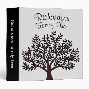 Elegant Light Grey Black Genealogy Family Tree  3 Ring Binder