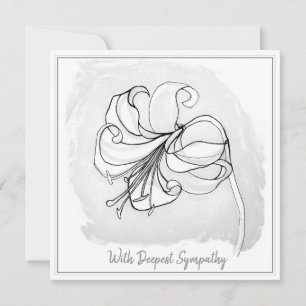 Elegant Light Grey Black White Lily Sympathy Card