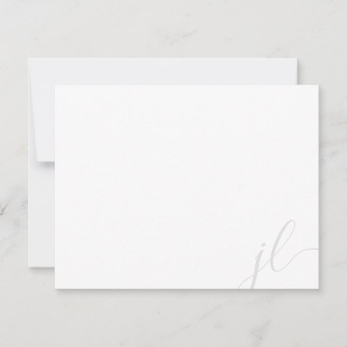 Elegant Light Grey Two Initial Letter Script Note Card