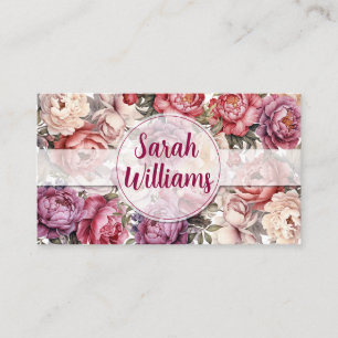Elegant Light Maroon and Beige Floral Business Card