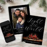 Elegant Light of the World Bible Verse Christmas Holiday Card<br><div class="desc">Modern Elegant Light of the World Bible Verse Christmas Card with elegant imagery on the front and space for your photo and information on the back.  Please contact us at cedarandstring@gmail.com if you need assistance with the design or matching products.</div>