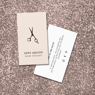 Elegant Light Pastel Black Scissors Hairstylist Business Card