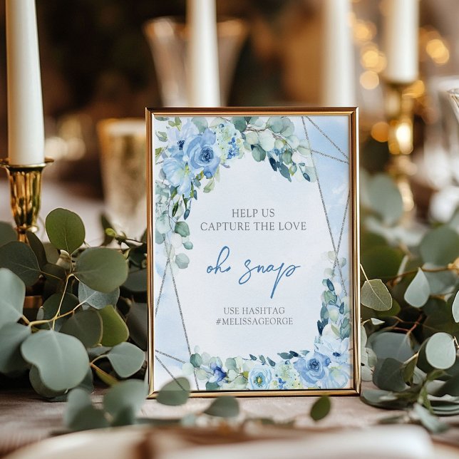 Elegant light pastel blue flowers and sage oh snap poster (Elegant light pastel blue flowers and sage oh snap poster)