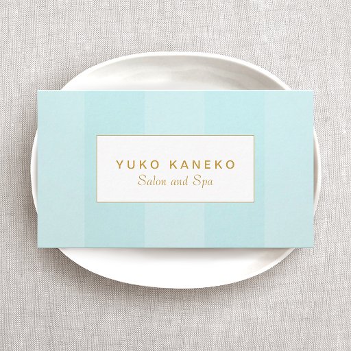 Customizable Simple Elegant Light Turquoise Blue Striped Business Card Template