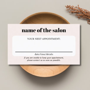 Elegant Light Pastel Bold Beauty Salon  Appointment Card