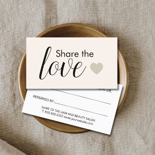 Elegant Light Pastel Heart Beauty Salon Referral Card
