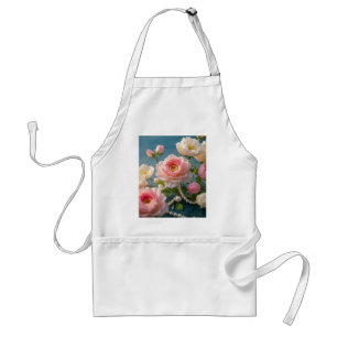 Elegant light pink blush flowers with pearls adult apron