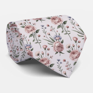 Elegant Light Pink Botanical  Neck Tie