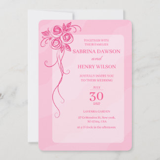 Elegant,Light Pink Color Wedding  Invitation