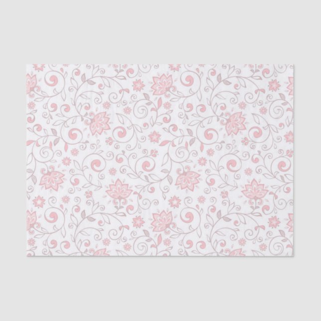 Elegant Light Pink Floral Pattern Tissue Paper (Front)