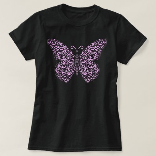 Elegant Light Pink Flourish Butterfly T_Shirt