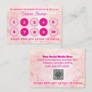 Elegant Light Pink Gold Glitter Marble Loyalty Card