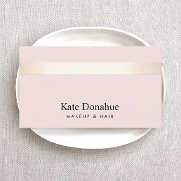 Elegant Light Pink Gold Striped Cosmetologist Business Card