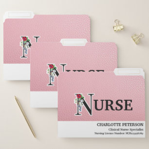 Elegant Light Pink Leather Nurse File Folder