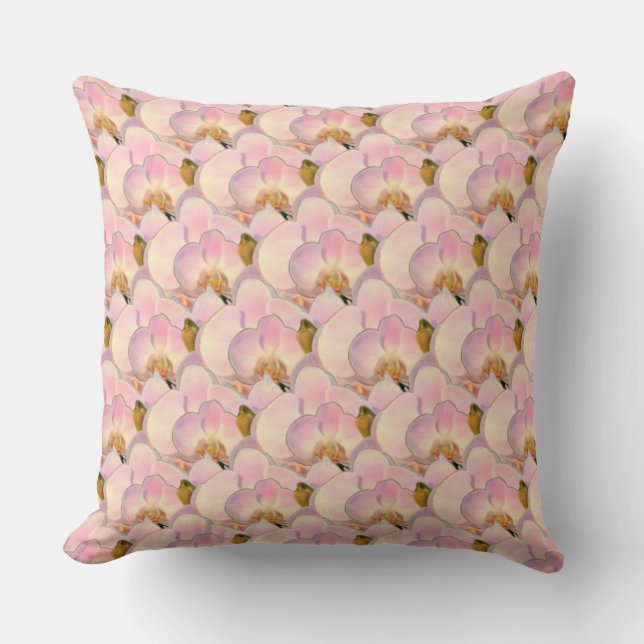 Elegant Light Pink Orchid Flowers Throw Pillow (Front)