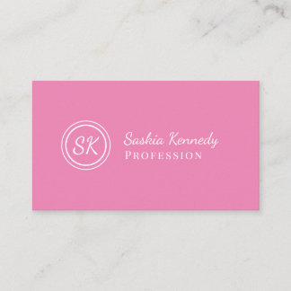 Elegant Light Pink Script Professional Monogram Business Card
