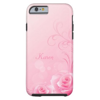 Elegant Light Pink Swirl Rose Pattern Monogrammed Tough Iphone 6 Case by CityHunter at Zazzle