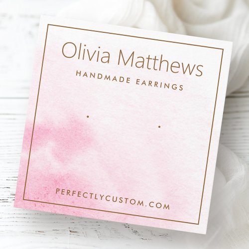 Elegant light pink watercolor earring card