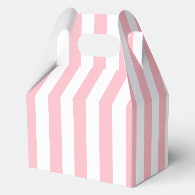 Elegant Light PInk White Striped Pattern Favor Boxes (Back)