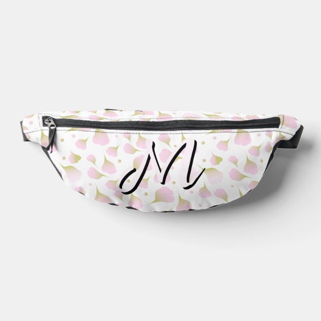 Elegant Light Powder Pink Monogram Pattern Fanny  Pack (Lay Down)