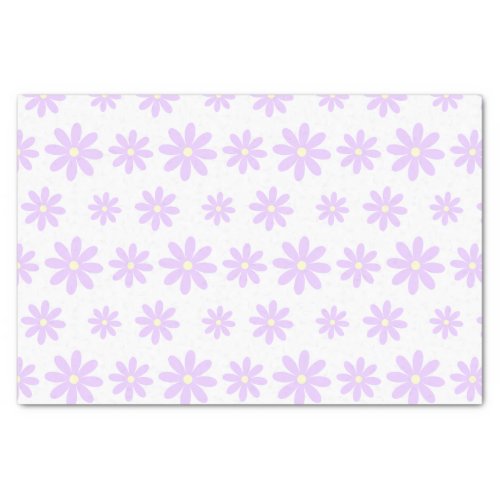 Elegant Light Purple And White Daisy Floral  Tissue Paper