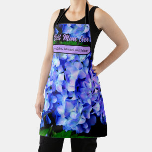Elegant light purple blue magenta floral hydrangea apron