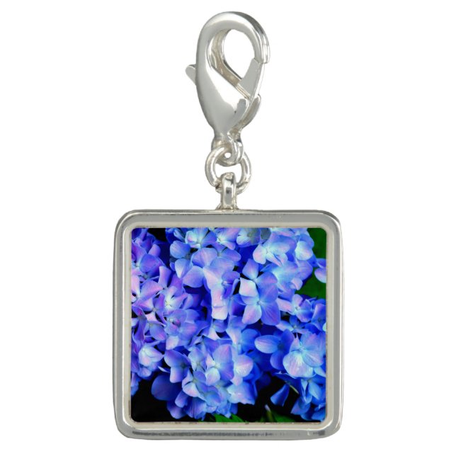 Elegant light purple blue magenta floral hydrangea charm (Front)