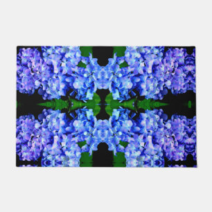 Elegant light purple blue magenta floral hydrangea doormat