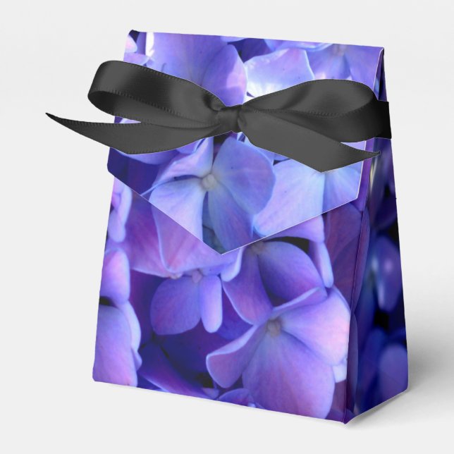 Elegant light purple blue magenta floral hydrangea favor boxes (Front Side)