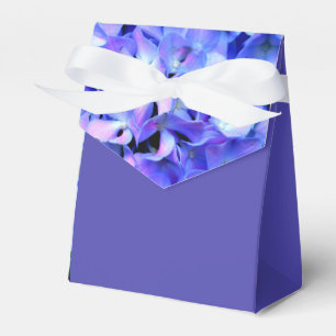 Elegant light purple blue magenta floral hydrangea favor boxes