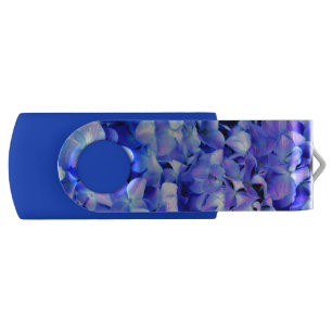 Elegant light purple blue magenta floral hydrangea flash drive
