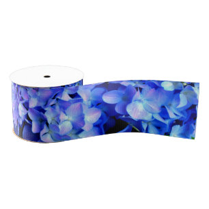 Elegant light purple blue magenta floral hydrangea grosgrain ribbon