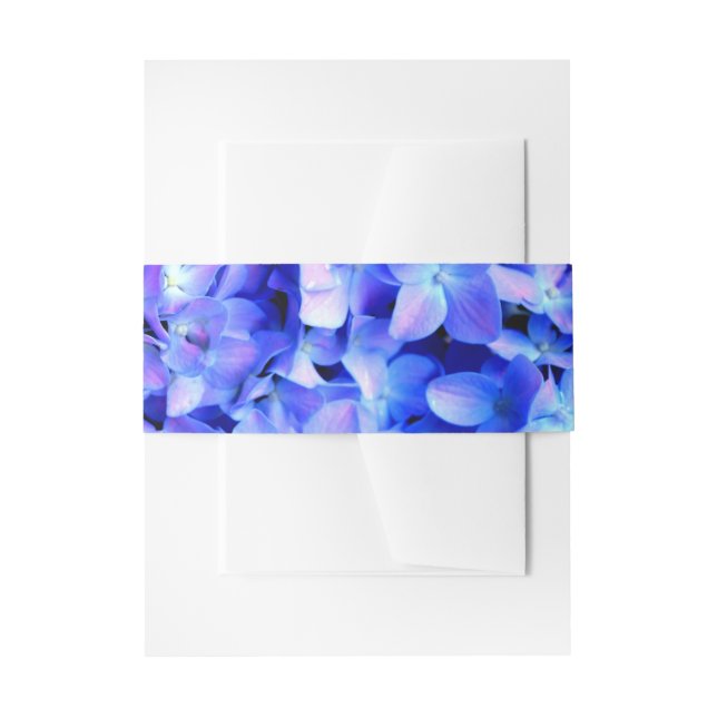 Elegant light purple blue magenta floral hydrangea invitation belly band (Front Example)