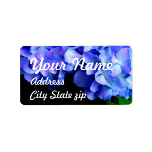 elegant light purple blue magenta floral hydrangea label