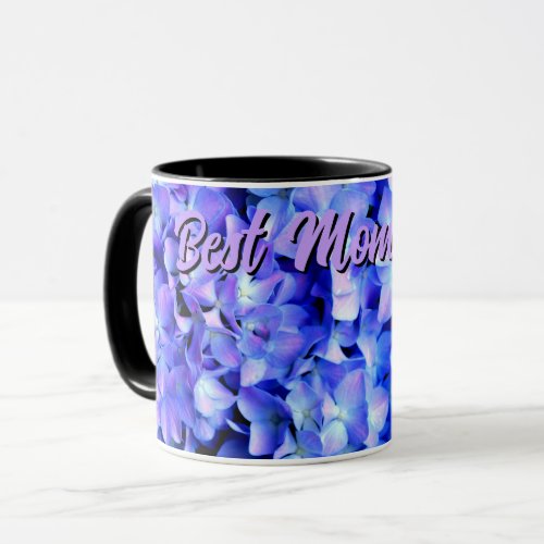 Elegant light purple blue magenta floral hydrangea mug