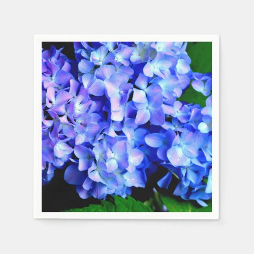 Elegant light purple blue magenta floral hydrangea napkins