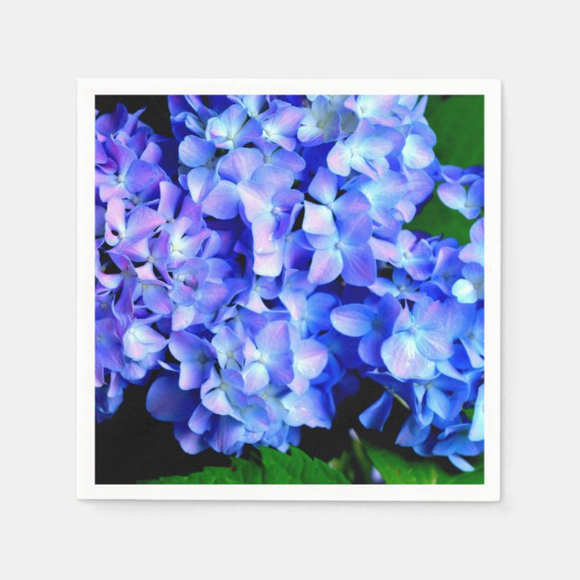Elegant light purple blue magenta floral hydrangea napkins (Front)