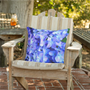 Elegant light purple blue magenta floral hydrangea outdoor pillow