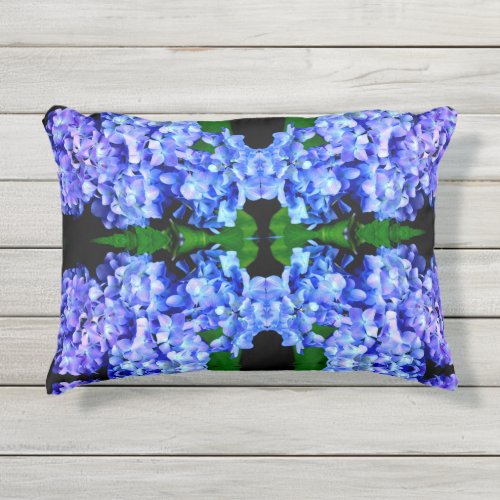 Elegant light purple blue magenta floral hydrangea outdoor pillow