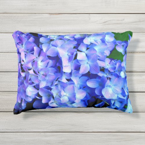 Elegant light purple blue magenta floral hydrangea outdoor pillow