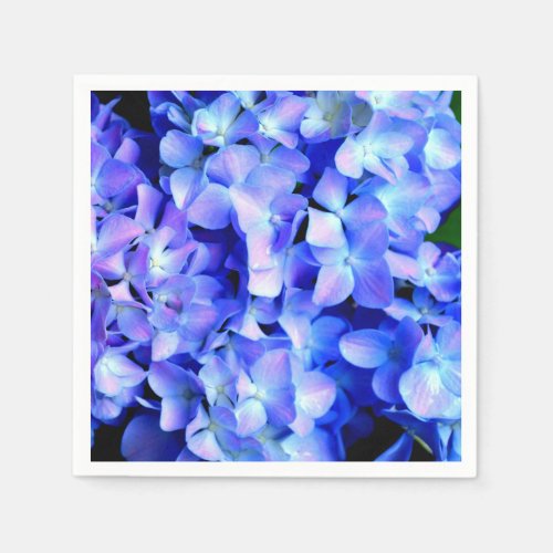 Elegant light purple blue magenta floral hydrangea paper napkins