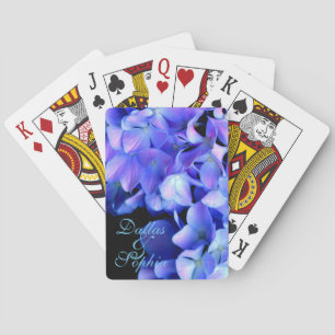 Elegant light purple blue magenta floral hydrangea poker cards