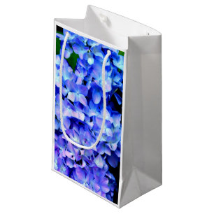 Elegant light purple blue magenta floral hydrangea small gift bag