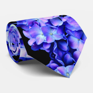 Elegant light purple blue magenta floral hydrangea tie