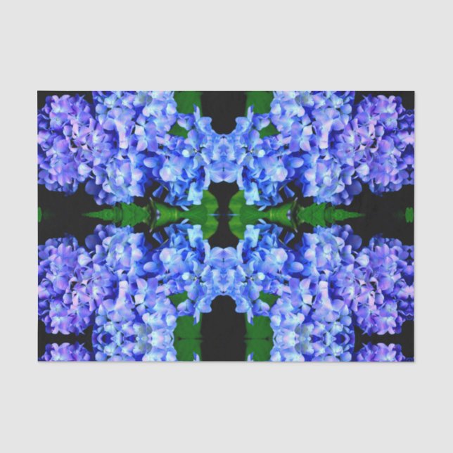 Elegant light purple blue magenta floral hydrangea tissue paper (Front)