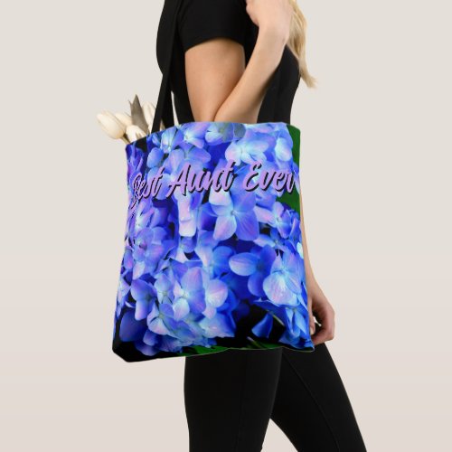 Elegant light purple blue magenta floral hydrangea tote bag