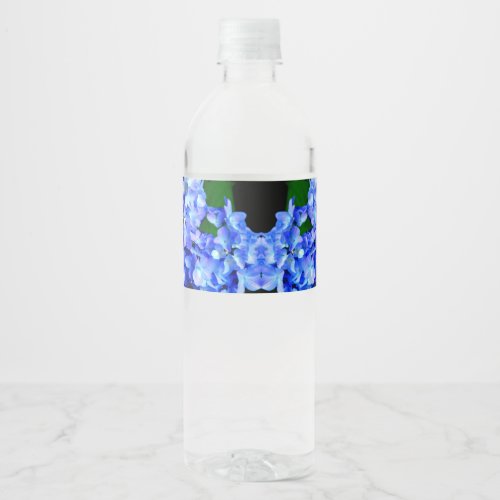 Elegant light purple blue magenta floral hydrangea water bottle label