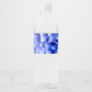 Elegant light purple blue magenta floral hydrangea water bottle label