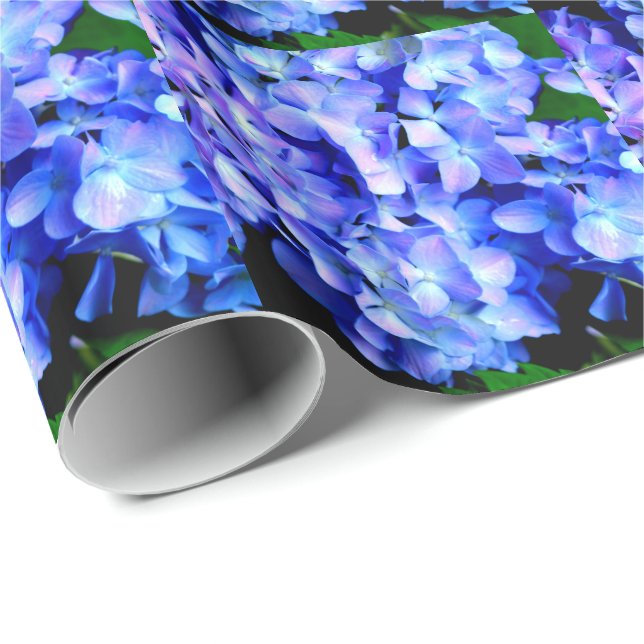 Elegant light purple blue magenta floral hydrangea wrapping paper (Roll Corner)